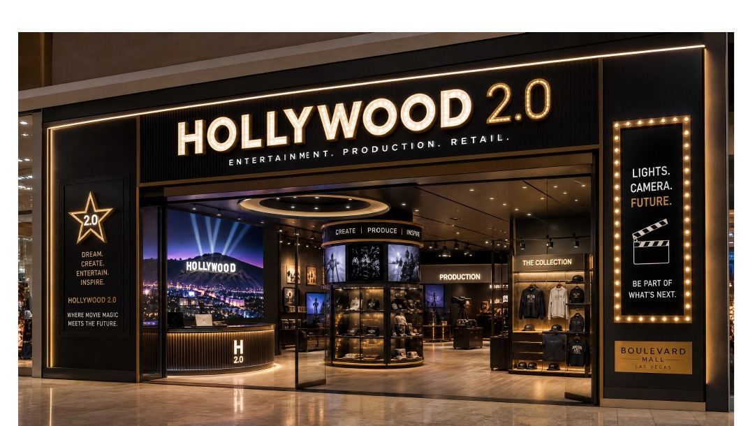 Hollywood 2.0 storefront sign inside the mall